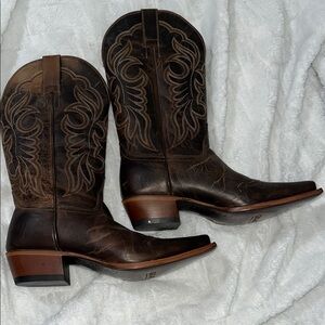 Shyanne Brown Heeled Boots with Western Stitching